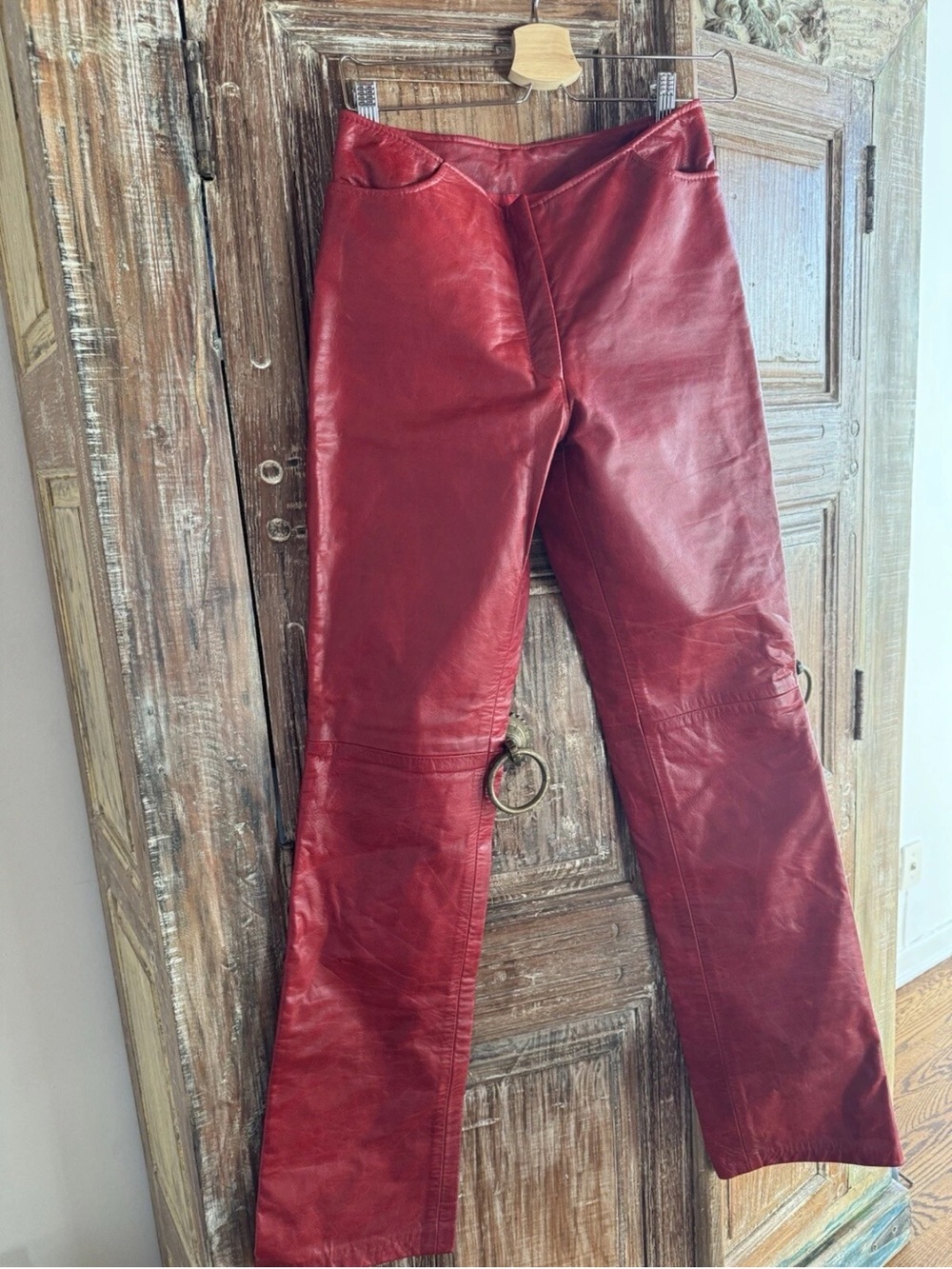 Buffalo Jeans Red Leather Pants Vintage Fully Lined. Size 8 But Fits Like 2 or 4